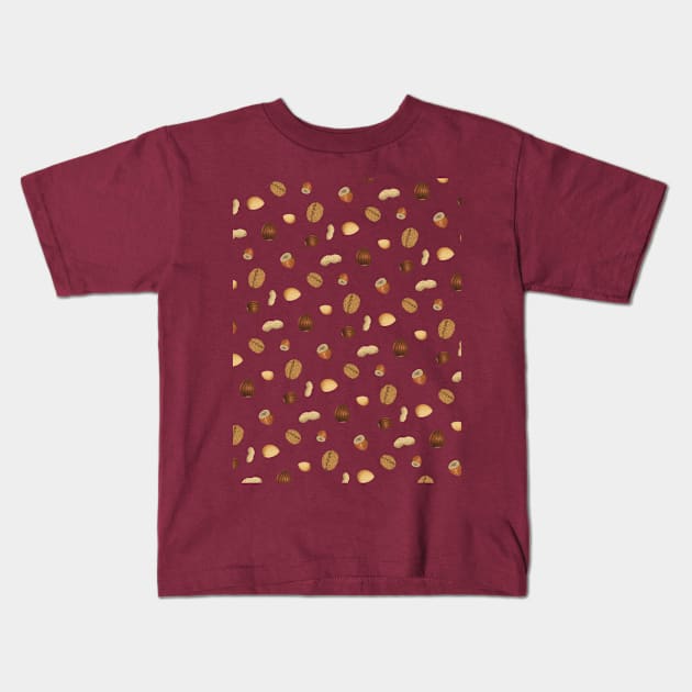 Crazy Nuts Pattern Kids T-Shirt by Scrabbly Doodles